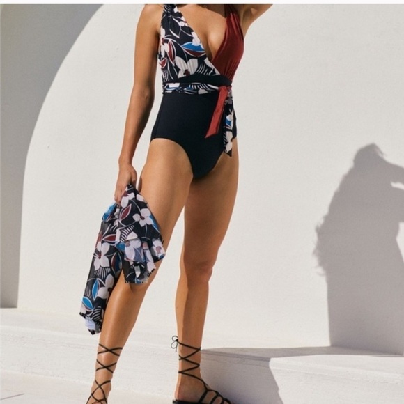 Sanctuary Moody Blooms Tie-Front One-Piece Swimsuit - Picture 15 of 16